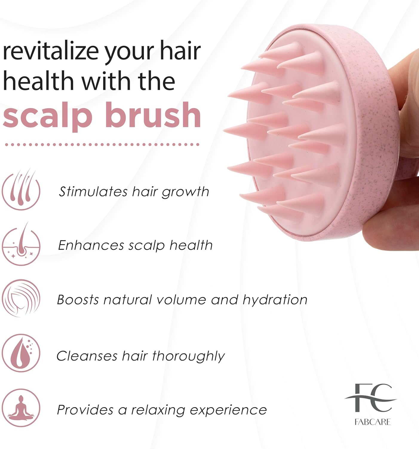 FABCARE Soft Silicone Scalp Brush – Manual Massage & Shampoo Brush