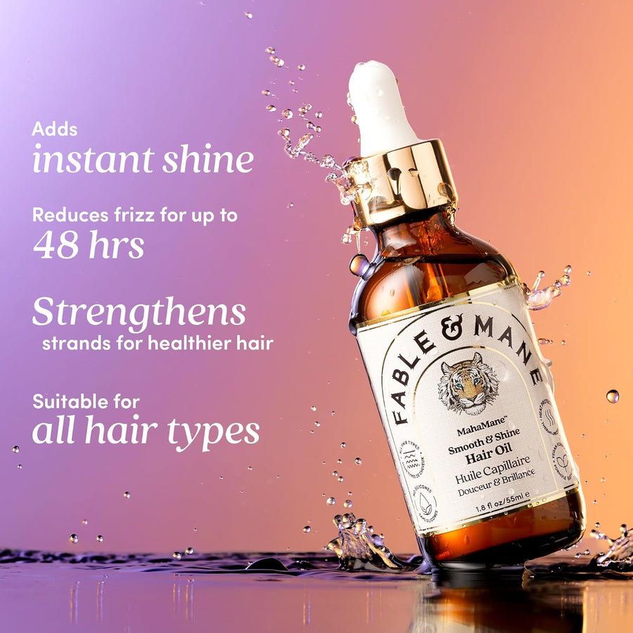 Fable & Mane Smooth & Shine Hair Oil — Lightweight UV & Frizz Protection for Fine Hair (14.4 ml)