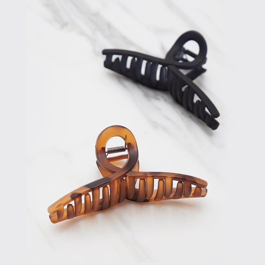 Kitsch 2-Pack Large Loop Hair Clips – Tortoise & Black