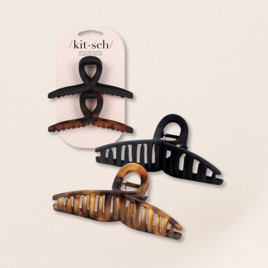Kitsch 2-Pack Large Loop Hair Clips – Tortoise & Black
