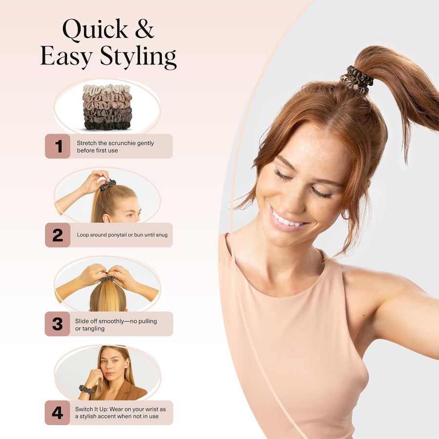 Kitsch Satin Hair Ties – Pack of 6