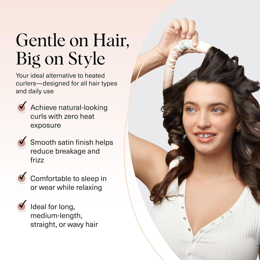 Kitsch Satin Heatless Curling Set – Overnight Curls Without Heat (Headband + Scrunchies) for Fine & Thin Hair