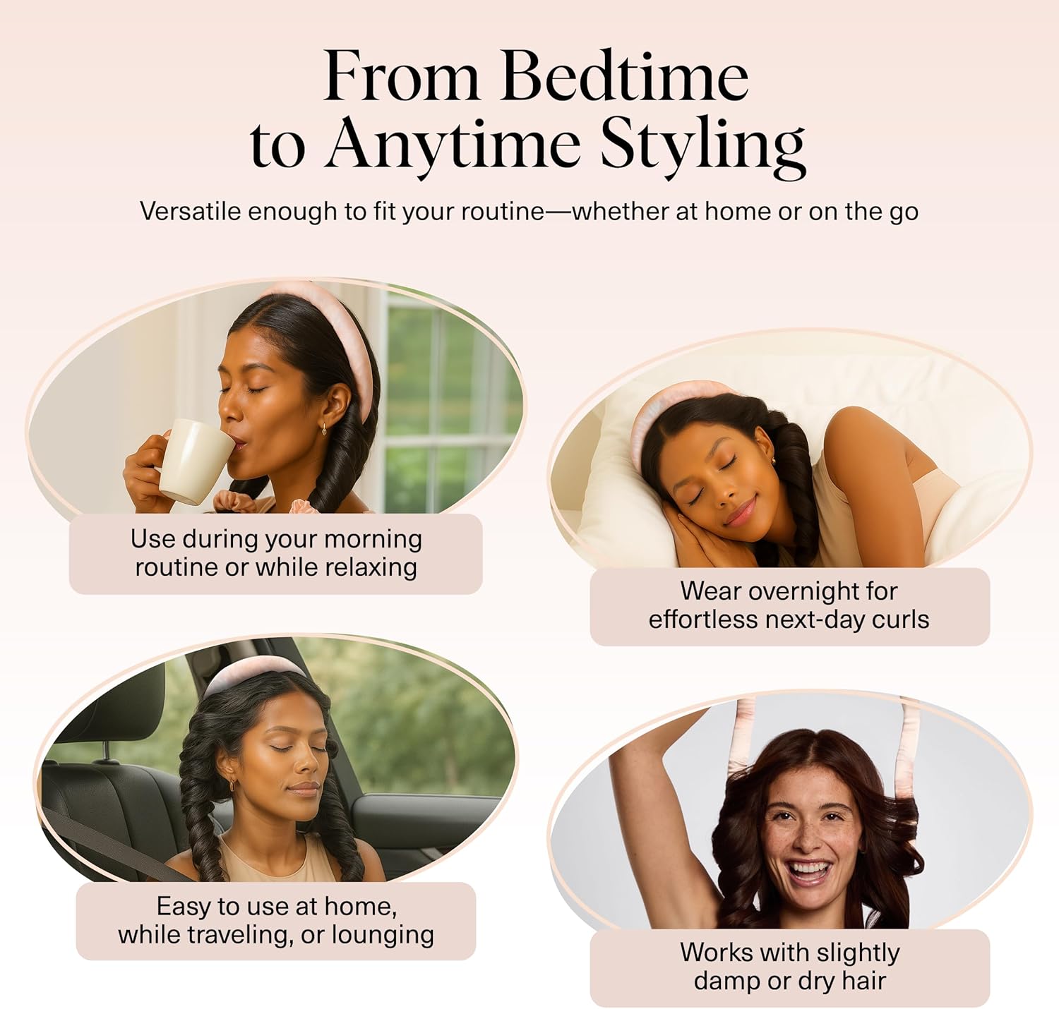 Kitsch Satin Heatless Curling Set – Overnight Curls Without Heat (Headband + Scrunchies) for Fine & Thin Hair