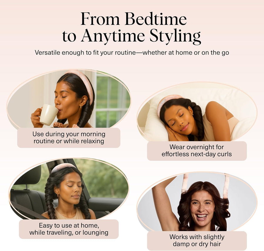 Kitsch Satin Heatless Curling Set – Overnight Curls Without Heat (Headband + Scrunchies) for Fine & Thin Hair