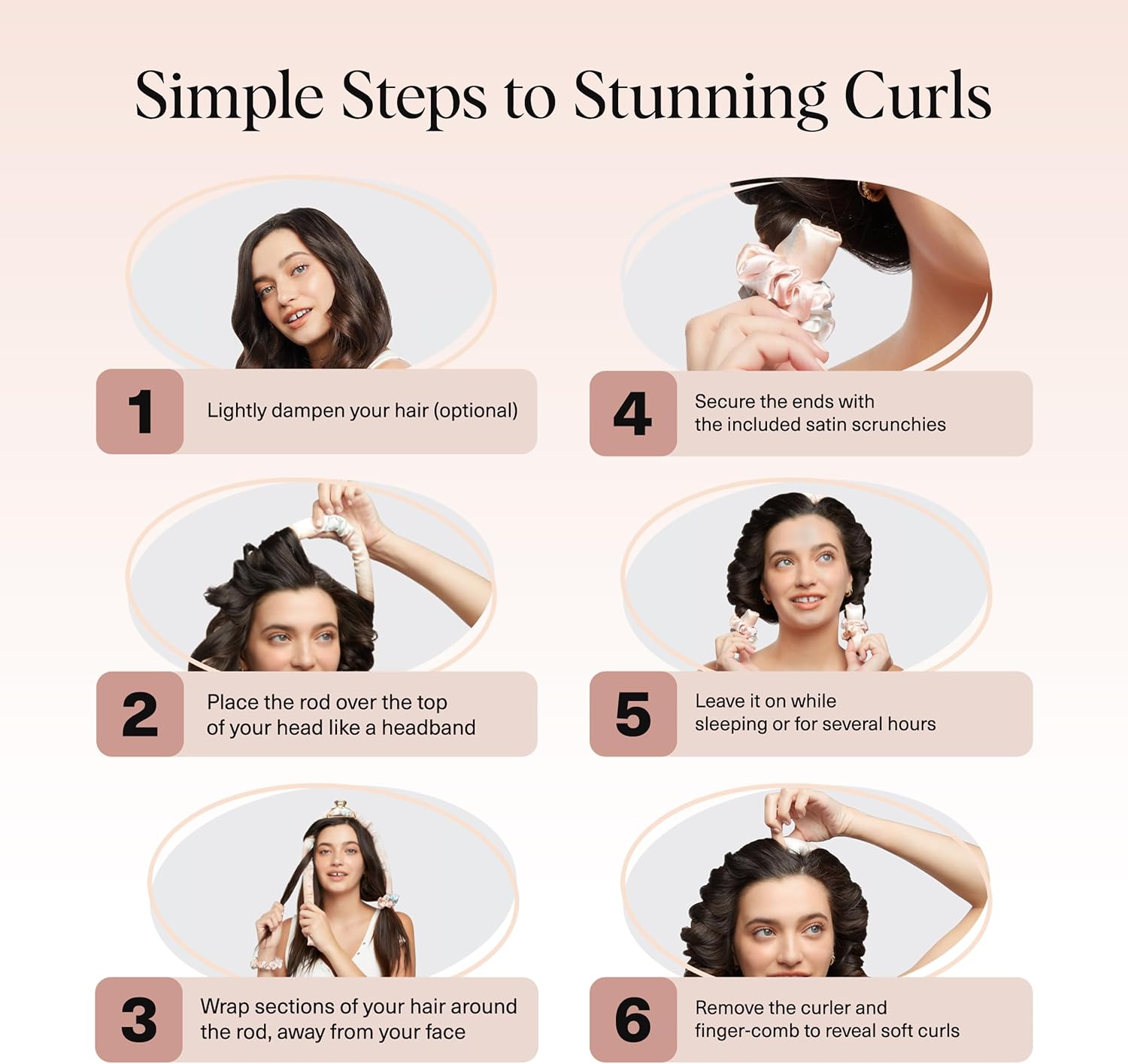 Kitsch Satin Heatless Curling Set – Overnight Curls Without Heat (Headband + Scrunchies) for Fine & Thin Hair