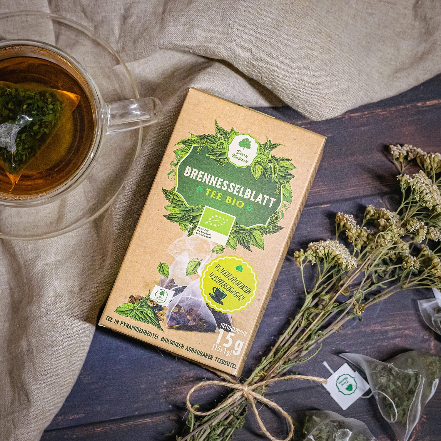 Organic Nettle Leaf Tea – Mineral-Rich Support for Hair & Scalp Wellness (15 Pyramid Bags)